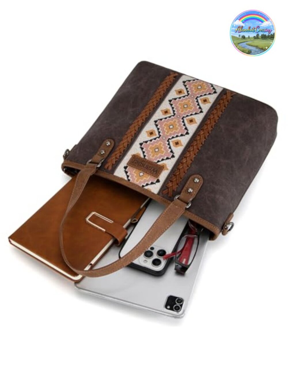 Aztec Tote Bag Satchel Crossbody Detachable Strap Medium - Picture 5 of 6